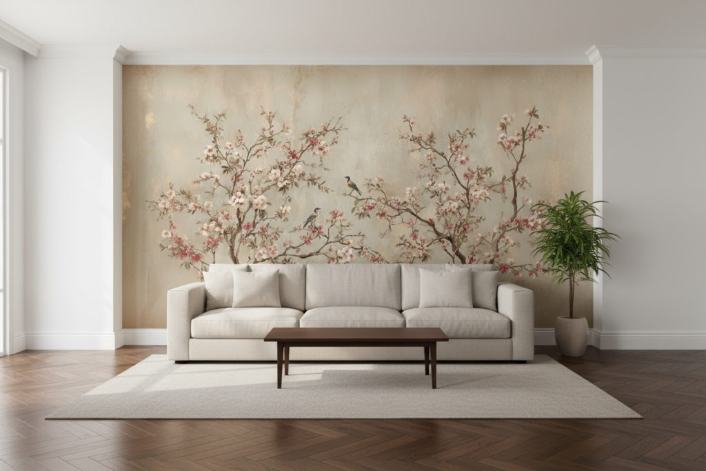 Photorealistic modern-classic living room,