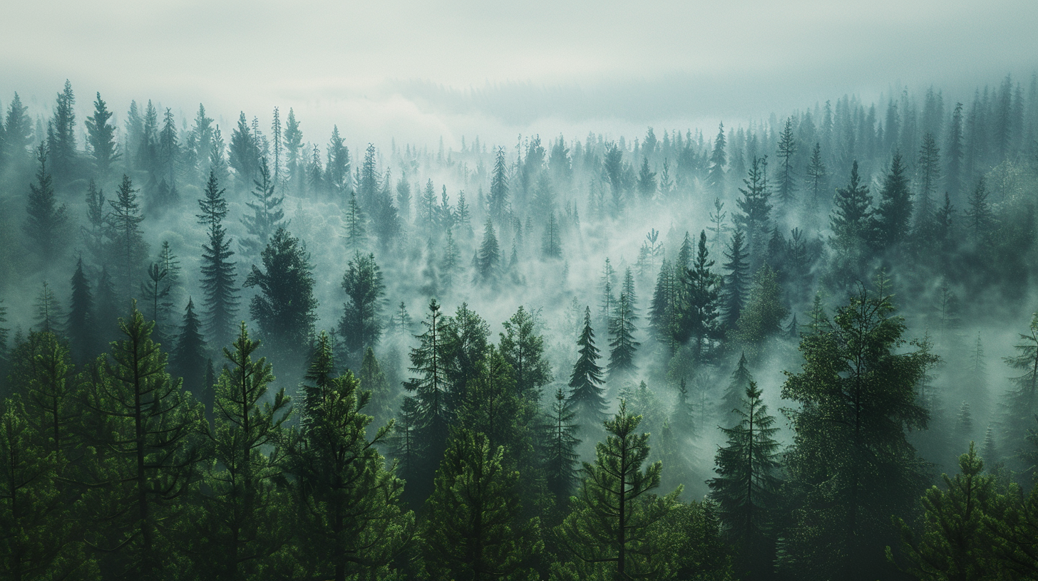 konbot_65939_a_dense_alpine_conifer_forest_in_early_morning_v_f5ffe786-be0c-4b16-99d4-d4f9061fad8d_0 Fototapete Wald